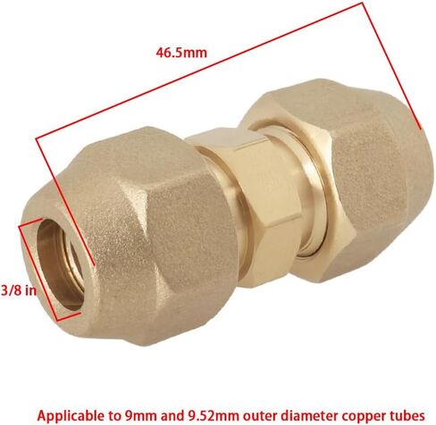 1Pc 3/8 Refrigerant Line Union Nut Brass Flare Union Connector for 9mm and 9.52mm Outer Diameter Air Conditioning Copper Tube in Kuwait