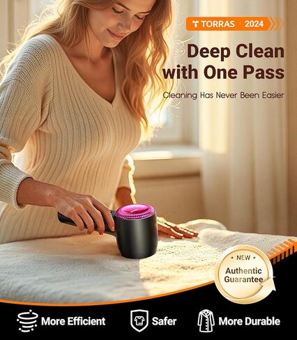 TORRAS Fabric Shaver Lint Remover, Rechargeable Electric 3-Speed Sweater Shaver Remove Fuzz, Pilling for Cashmere, Wool, Coat, Furniture, Clothes depiller with Replacement Blades, Pearl White in Kuwait