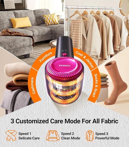 TORRAS Fabric Shaver Lint Remover, Rechargeable Electric 3-Speed Sweater Shaver Remove Fuzz, Pilling for Cashmere, Wool, Coat, Furniture, Clothes depiller with Replacement Blades, Pearl White in Kuwait