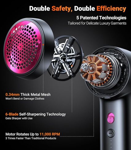 TORRAS Fabric Shaver Lint Remover, Rechargeable Electric 3-Speed Sweater Shaver Remove Fuzz, Pilling for Cashmere, Wool, Coat, Furniture, Clothes depiller with Replacement Blades, Pearl White in Kuwait