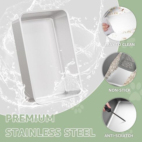 MIKK Enclosed Stainless Steel Cat Litter Box with Lid XL Extra Large Litter Box for Big Cats Enclosed Removable,Never Absorbs Odors, Sturdy Easy to Clean Non-Sticky Anti-Leakage with Cat Scratcher Mat in Saudi Arabia