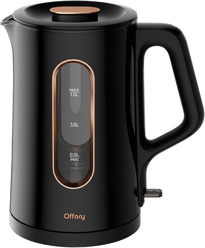Electric Kettle, 304 Stainless Steel Interior, BPA-Free, Double Wall 1.5L Hot Water Boiler, 1500W Tea Kettle with Auto Shut-Off & Boil Dry Protection, Cordless Base & LED Indicator, White in Saudi Arabia