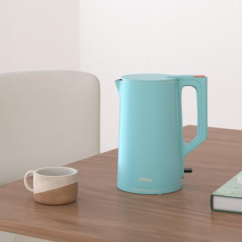 غلاية كهربائية، 304 من الفولاذ المقاوم للصدأ، خالية من مادة BPA، غلاية مياه ساخنة بجدار مزدوج سعة 1.5 لتر، غلاية شاي بقدرة 1500 وات مع إيقاف تلقائي وحماية من الغليان الجاف، قاعدة لاسلكية ومؤشر LED، أبيض in Kuwait