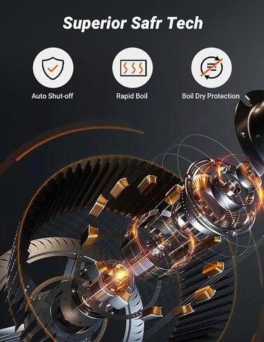 غلاية كهربائية، 304 من الفولاذ المقاوم للصدأ، خالية من مادة BPA، غلاية مياه ساخنة بجدار مزدوج سعة 1.5 لتر، غلاية شاي بقدرة 1500 وات مع إيقاف تلقائي وحماية من الغليان الجاف، قاعدة لاسلكية ومؤشر LED، أبيض in Kuwait