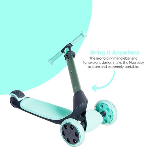 سكوتر Yvolution Kids Kick Scooter، سكوتر Glider Nua 3 عجلات، قابل للطي، عجلات مضاءة LED، مقود قابل للتعديل، للأولاد والبنات، مع ملحقات تخزين للأطفال من سن 3 إلى 10 سنوات in Kuwait