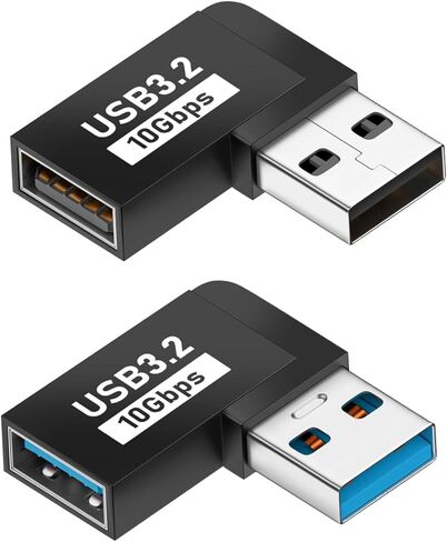 UCEC 90 Degree USB 3.2 Adapter, 4-Pack USB 90 Degree Adapter USB Angle Adapter, Vertical Up and Down Angle Horizontal Left and Right Angle USB A Male to USB A Female Adapter Extender Connector 10Gbps in Kuwait