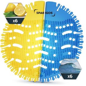 Urinal Screen Deodorizer Mats (12 Pack) Cakes Pads Anti-Splash Toilet Smell Refresher protection for Bathroom Office Stadiums Schools with Free Gloves - 12pcs Blue Ocean Breeze