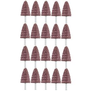 NACX 6mm x 25mm Cone Shape Abrasive Sandpaper Cone Shape Abrasive Sander, 80 Grit 1/4" Shank, 15Pcs