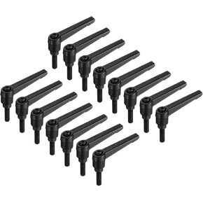 uxcell 15pcs Lever Adjustable Handles M6 x 20mm Metric Male Thread, Level Clamping Handle Hand Stud Knobs Rotating Screw Handles Bolts with Locking Lever, Black