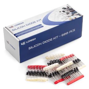 Diode Assortment Kit Box, Pack of 600pcs 20 Models - 1N4001 1N4002 1N4004 1N4007 1N5399 RL207 1N5400 1N5401 1N5404 1N5408 FR107 FR207 HER107 UF4007 1N5817 1N5819 SR5150 1N4148 DB3 1N5349B 30pcs Each