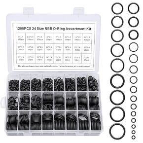 1200pcs O -Rings Kits, 24 Sizes(6-28mm ID) Rubber O -Ring Assortment Kit for Plumbing, Automotive, General Repair, Versatile O -Ring Kit, Durable O -Rings Assortment for Home and Professional Use