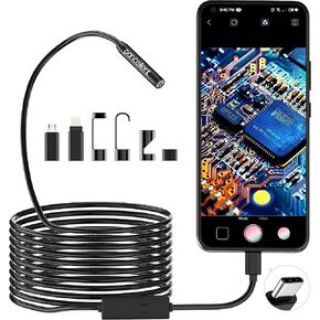 1920P Snake Inspection Borescope, Pancellent Type C Endoscope, Scope Camera with 8 LED Lights for Android and iOS Smartphone, iPhone, iPad, Samsung (16.5 FT/5M)
