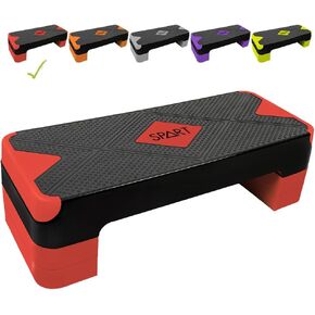 SPART Adjustable Workout Aerobic Stepper, Aerobic Exercise Step Platform with 4 Risers, 3 Levels Adjust 4" - 6" - 8", 26.77" Trainer Stepper with Non-Slip Surface for Home Gym Extra Risers