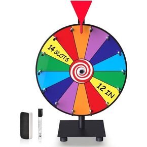 12-inch Spinning Prize Wheel - Heavy Duty Base with 14 Slots Color Tabletop Spinner - Spin The Roulette Wheel for Carnival, Trade Show, Win Fortune Spin Games
