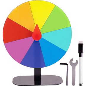 8 Inch Heavy Duty Spinning Prize Wheel - 8 Slots Color Tabletop Roulette Spinner of Fortune, with Dry Erase Marker and Eraser for Trade Show, Carnival, Win Fortune Spin Games