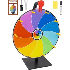 12 Inch Heavy Duty Spinning Prize Wheel - 10 Slots Color Tabletop Roulette Spinner of Fortune, with Dry Erase Marker and Eraser for Trade Show, Carnival, Win Fortune Spin Games,Multiple Colors