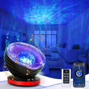 Ocean Wave Projector, Projector Wave Lights for Kids Room, Remote and Timer 8 Color Changing Modes LED, Night Light and 6 Natural Sleeping Sound for Baby Child, Home Decor Birthday Christmas Gifts
