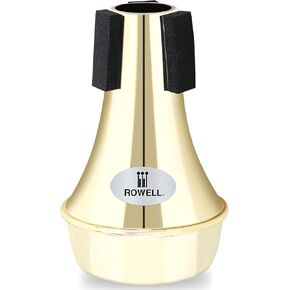 ROWELL Trumpet Mute ABS Straight Trumpet Mute Mini Trumpet Mute Silencer Lightweight Practice Trumpet MuteTrumpet Acessories for Beginner (Gold)