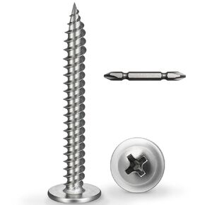 #8 x 1/2 Inch Wood Screws Phillips Modified Truss Head Stainelss Steel 410 Self Tapping Metal Screws,Silver(3Ib,810Pcs)