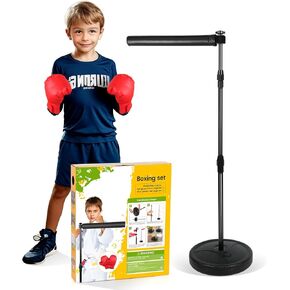 شريط دوار منعكس بار ملاكمة دوار، مجموعة ملاكمة حمراء، مدرب قابل للتعديل، مناسب لعمر 3-6 سنوات مع قفاز أحمر in Kuwait