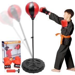 COUOMOXA Adjustable Punching Bag for Kids : with Gloves for 3 4 5 6 7 8-14 Year Olds - Indoor & Outdoor Boxing Training Set - Ideal Home Exercise Equipment - for Boys & Girls