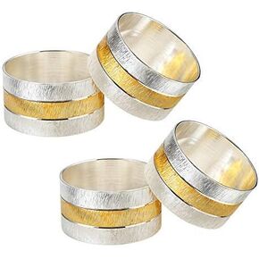 Accmor Napkin Rings, Metal Gold Round Napkin Rings Buckles for Table Decorations, Wedding, Dinner, Party, Set of 4