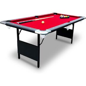 Hathaway Fairmont 6 Ft Portable Pool Table, Adults Folding Billiards Tables for Game Room with Easy Foldable Storage, Includes Full Set of Billiard Balls, Cues, Chalk & Brush