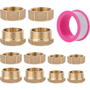 Brass Flare Cap Assortment Kits, Brass Pipe Fitting, Brass Compression Cap Stop Valve, Flared Tube Fitting with Rubber Seals for Water Pipe, Radiator, Distributor