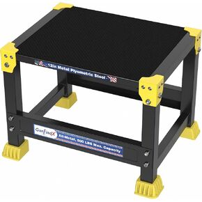 صندوق GanFindX الصلب Plyo Box مقاس 12/18 بوصة صندوق القفز البليومتري المعدني السطحي لتدريب القفز في صالة الألعاب الرياضية المنزلية من أجل ممارسة اللياقة البدنية وخفة الحركة والقدرة على التحمل وتدريبات القوة