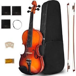 Violin For Beginners, CVN-300 Solidwood Ebony Fitted Violin with Strings, Beginner Starter Violins Kit For Student w/Hard Case, Rosin, Bow, Stringed Musical Instruments, Size 1/2