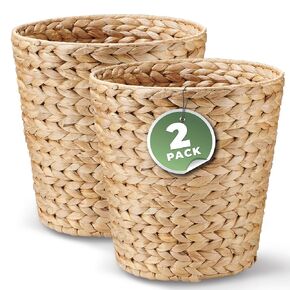 2 Pack Wicker Trash Can, Wicker Waste Basket for Bathroom, Rattan Trash Can, Wicker Trash Basket, Basket Trash Can
