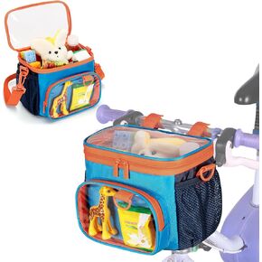 Bike Basket Front Kids, Bicycle Basket, Cute Bike Accessories Fit Most of Handlebar, Tricycle, Scooter Bag for Girls and Boys with Shoulder Strap
