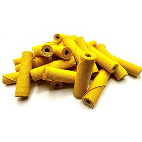 50 Pack 3/8x1-1/2x1/8 Yellow Treated Cloth Buffing & Polishing Cartridge Rolls, Ideal for Detail Polishing Hard to Reach Areas