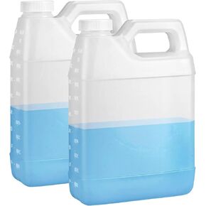 32oz Plastic Jugs with Lids, Water Jugs Bottles Storage Containers with Ergonomic Handle, FDA compliant made in USA HDPE Container (2, Natural, 32 Fl Oz)