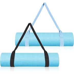 Sliverdew 2 PCS Yoga Mat Straps for Carrying, Black and Light Blue Yoga Mat Carrier Multi Purpose Adjustable Mat Holder Sling for Most Size Mats (Yoga Mat Not Included)