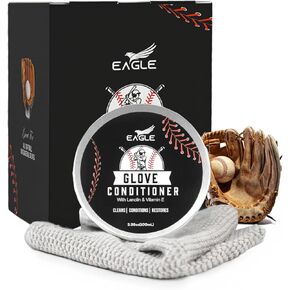 Eagle Leather Glove Conditioner Cream with Cloth Applicator - Glove Treatment for Baseball & Softball Mitts, Football Leather, Break-in & Softening, Ball-Players Balm - 2pcs Set