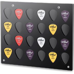 24 Slots Guitar Pick Holder Wall Mountable Guitar Pick Display Case Guitar Pick Holder Guitar Pick Case Gifts for Men, Guitar Players, and Musicians (Black)