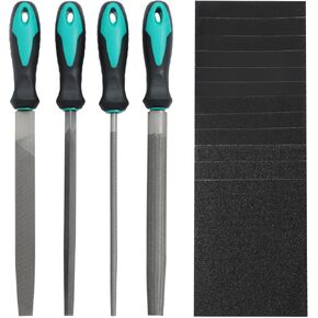 4Pcs Metal File Set, 8inch Hand Files Large Steel Rasp Files with Handles for Metalworking, Woodworking and More