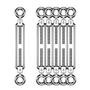 Eye & Eye Stainless Steel Turnbuckles Wire Rope Tension, 6pack Heavy Duty Rope Cable Tensioner for Garden Wire, Adjustable O to O Turnbuckle for Shade Sail(1/4" (M6)-6pcs)