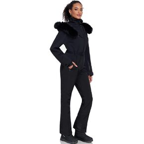 GS SNOWING Women's Ski Suit One Piece Snowsuits Insulated Waterproof Windproof Slim Winter Outdoor Onesies Ski Outfits Jumpsuits #02Black M