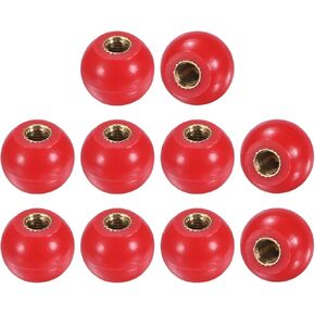 10-Pack Threaded Ball Knobs, M10 Female Thread 35mm Dia. Thermoset Ball Knob for Lathe/Machine/Lawn Mowers, Round Phenolic Brass Insert Lever Handle [Red]