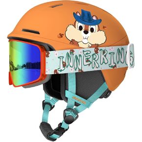 Kids Ski Helmet and Goggles, Lightweight Boys Ski Helmet, Reinforced PC Shell & Shock-Absorbing EPS Foam & Soft Lining, Girls Snowboard Helmet 10 Vents, Snow Sport Helmets for Teens - Orange