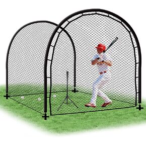 Baseball Batting Cage for Backyard, 11' Softball Cage Batting Net Portable with Carrying Bag Detachable Door with Hitting Target for Batting Training Pitching Practice