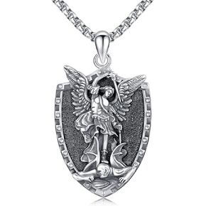 Saint Peregrine Necklace 925 Sterling Silver St Peregrine Patron Saint of Cancer Pendant Necklace Catholic Jewelry Gifts for Men Women