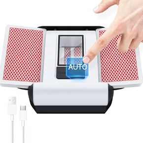 BATURU Rechargeable Automatic Card Shuffler 2 Deck – Fast, Reduced Jams, Low Noise, Compact & Lightweight, Card Shuffler for UNO, Poker, Skip-Bo, Phase 10 for Game Nights, Travel, Parties
