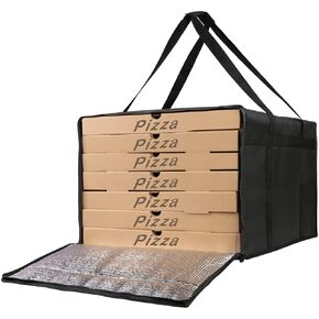Bodaon Insulated Pizza Delivery Bags, 20" x 20" x 14" Insulated Food Delivery Bag for Uber Eats/Doordash/Grubhub, Pizza Pack, Pizza Hot Warmer Carrier, Food Warmers for Parties Insulation (Black, 1Pk)
