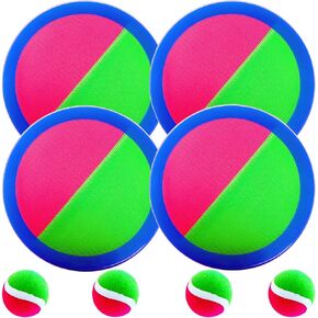 AppleRound Toss and Catch Velcro Ball Set (Hook and Loop), Kids Outdoor Games, Beach Toys, Backyard Sports, Paddle Ball Games (Pack of 2 Paddles and 2 Balls)