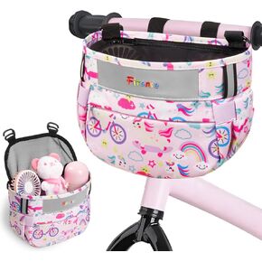Kids Bike Basket, Bicycle Basket Front Handlebar, Waterproof Cute Fabric Children's Bike Basket, Kids Bike Accessories Fit Most Boys, Girls, Toddlers Bike or Scooter, Easy to Install