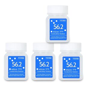 56.2mS Conductivity Solution, 35ppt Salinity Calibration Fluid, Salt buff Solution for Salt Meter&Salt Refractometer of Aquarium, EC Calibration liquid for EC Meter TDS Tester, 4 Bottle of 50mL