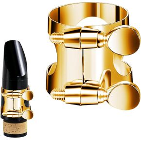 Clarinet Ligature, Bb Clarinet Mouthpiece Ligature Gold Clarinet Ligature B Flat with Adjustable Screws for Clarinet Mouthpiece Woodwinds Instrument
